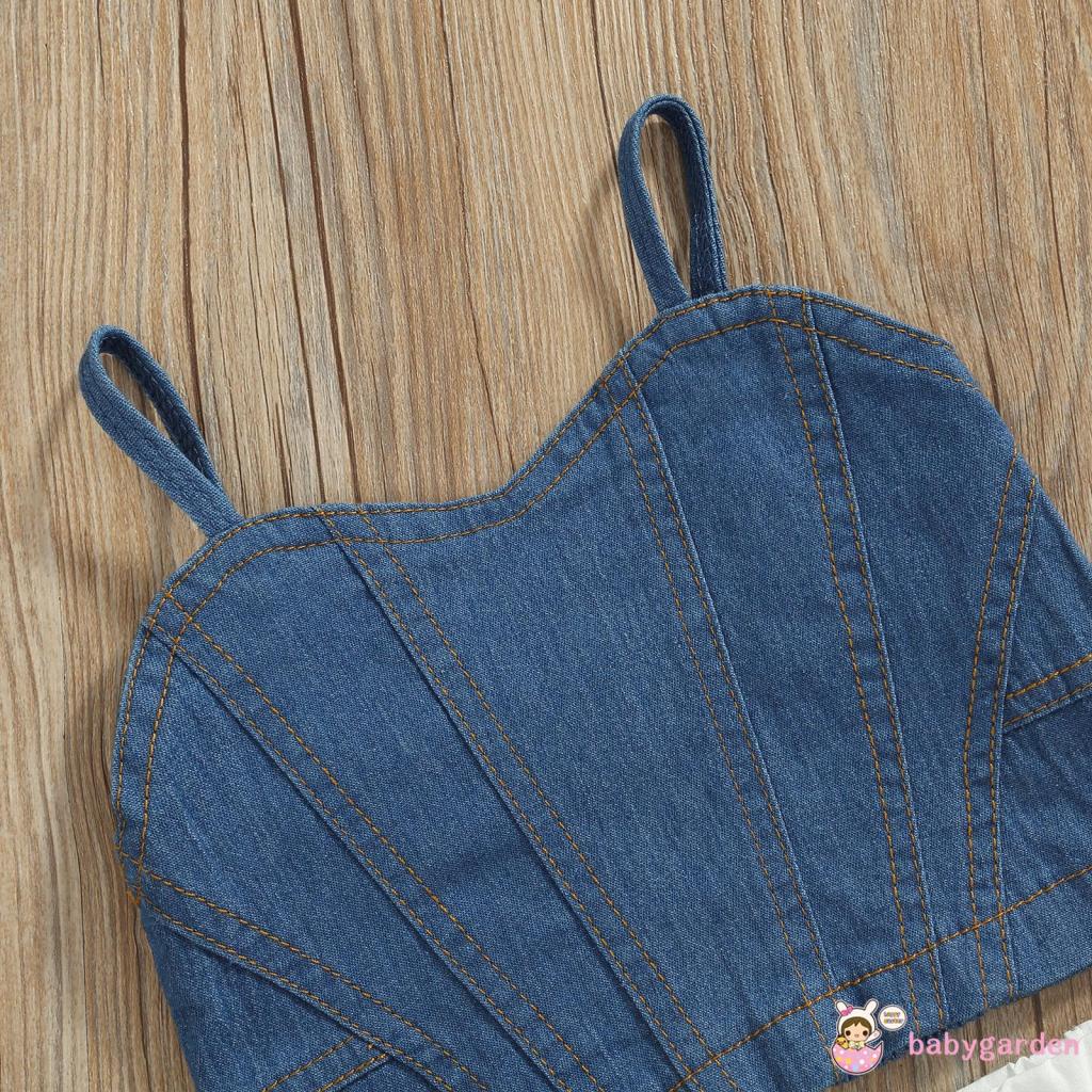 Set Đồ 2 Món Gồm Áo Hai Dây Không Tay Kèm Chân Váy Xếp Ly Lưng Thun Dành Cho Bé Gái 1-6 Tuổi