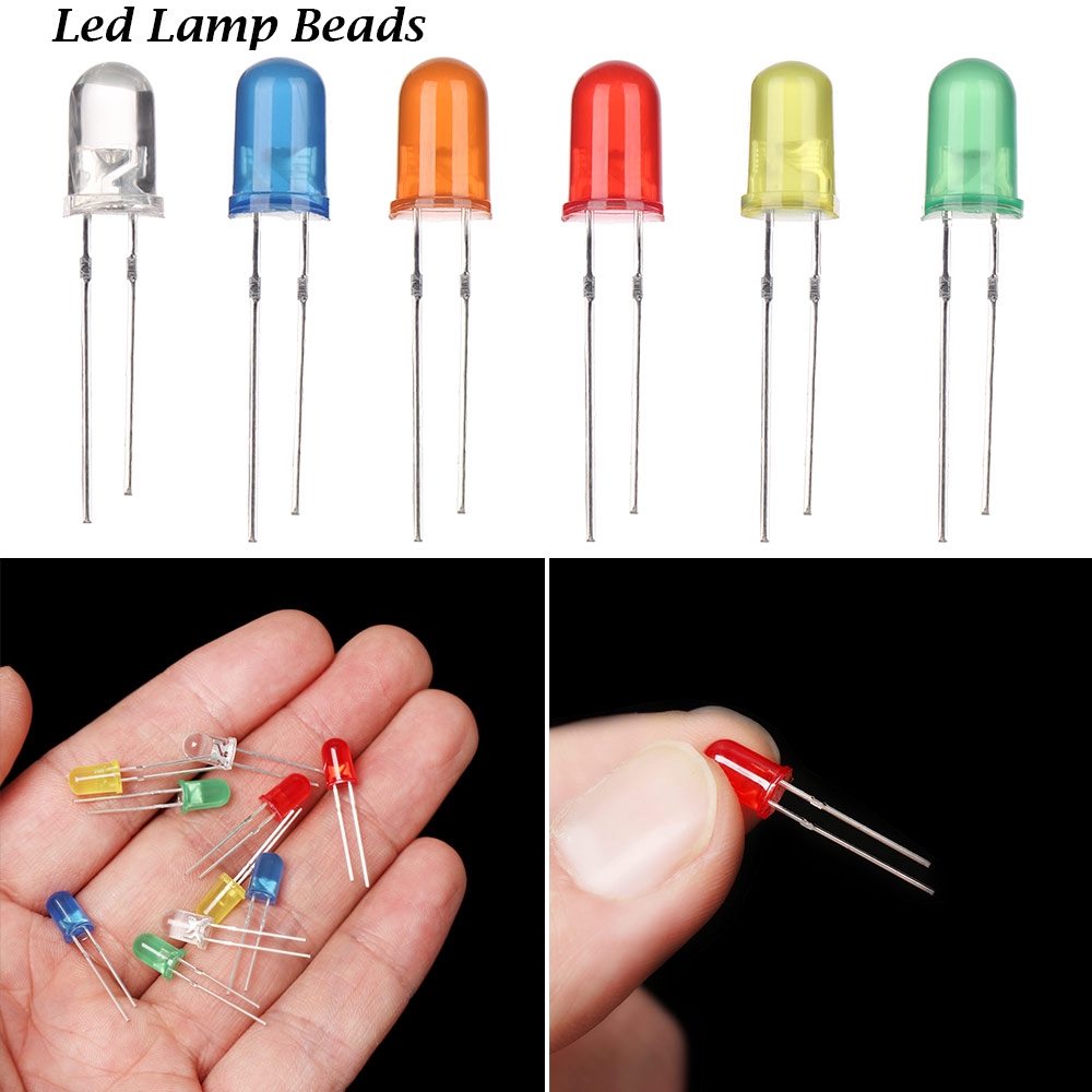 KRNY 100 Pcs 5mm New Hot White Yellow Red Green Blue DIY Practical Led Lamp Beads