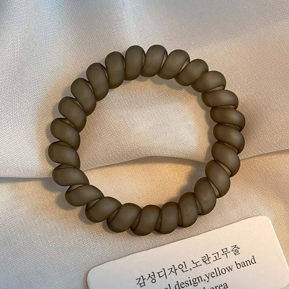 Dây buộc tóc co giãn màu nhám kiểu dây điện thoại dễ thương cho nữ