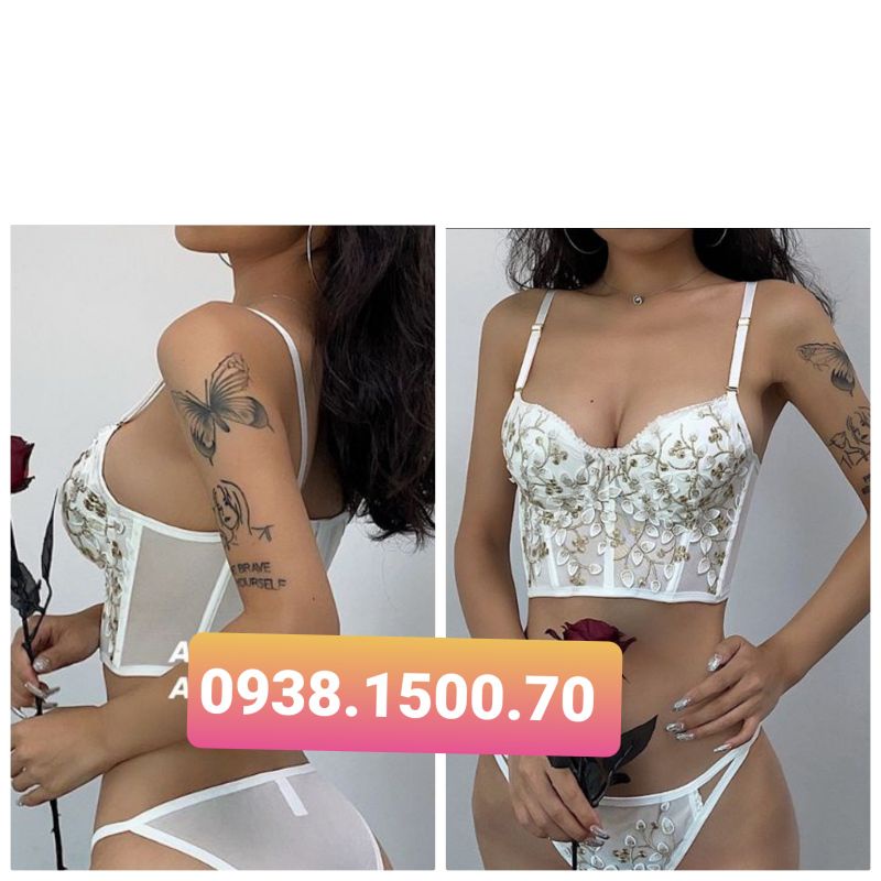 ÁO BRA Corsets Lalla Hoa Ren 3d Nổi Có Gọng, Nệm Mút Ôm Dáng Sexy Loại 1 Nhiều Hoa