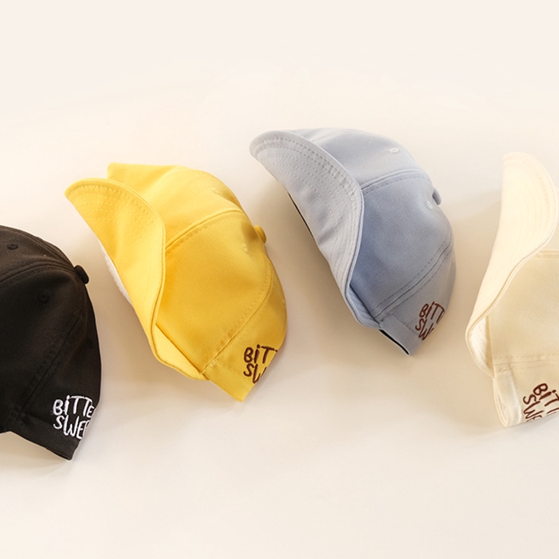 Mũ lưỡi trai cotton thêu chữ thời trang dành cho trẻ em
