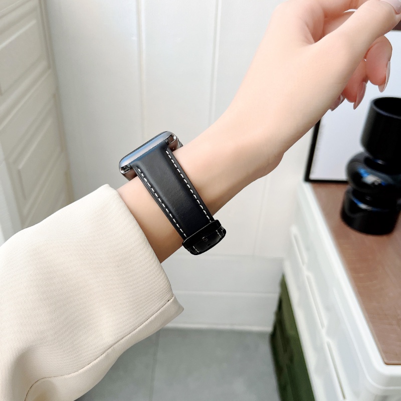 Dây Đeo Thay Thế Bằng Da Bò Thật 38mm 40mm 41mm Cho iwatch 7 2 3 4 5 6 42mm 44mm 45mm