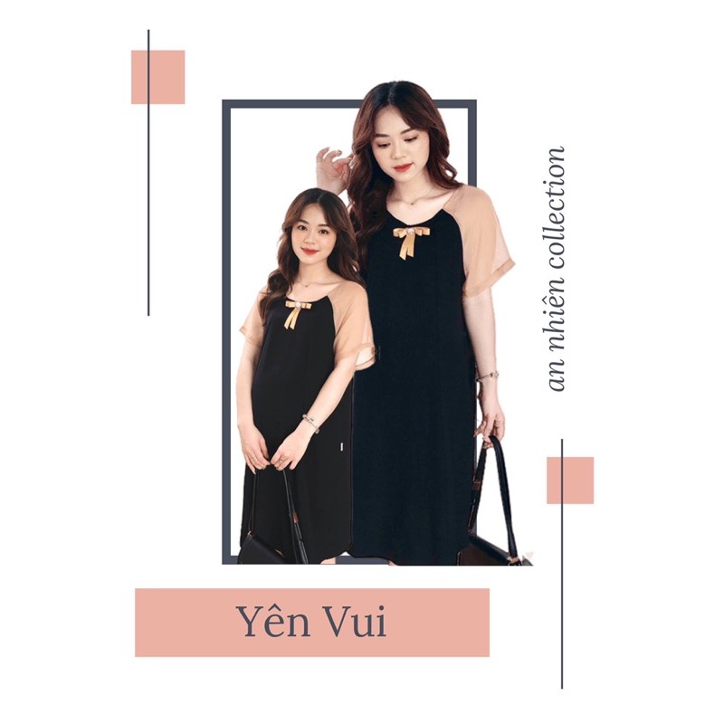Đầm Bầu Thiết Kế Tay Cộc Đen Phối Tơ Bò Lịch Sự Khi Đi Làm Trẻ Trung Khi Đi Chơi