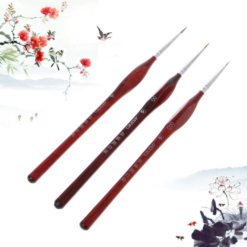 Set 3 cọ vẽ tranh chuyên nghiệp lông sói 0~000