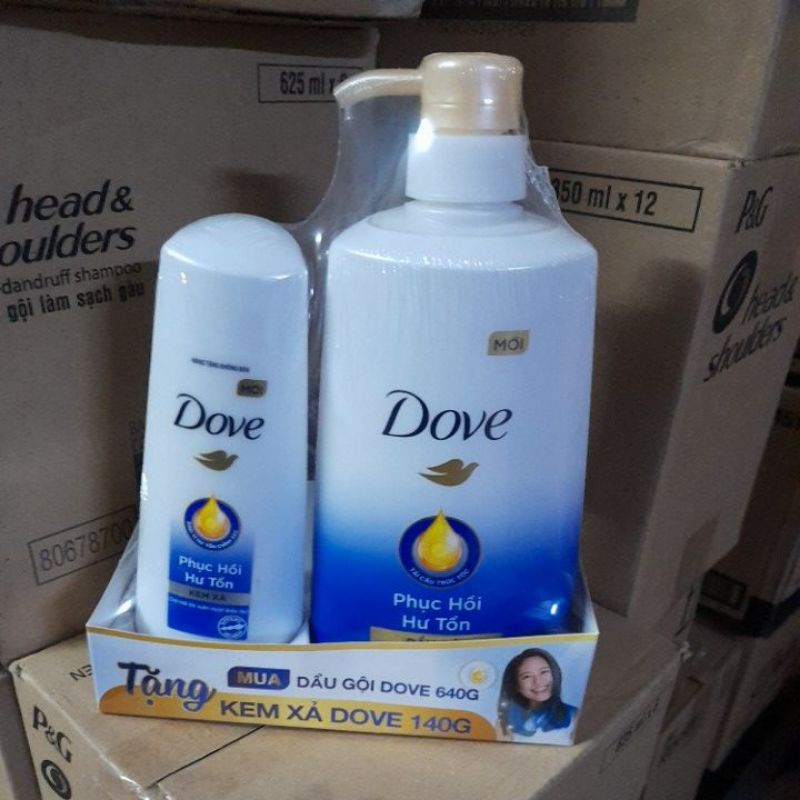 DẦU GỘI DOVE 640ML tặng XÃ DOVE 140ML