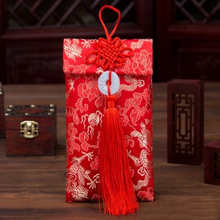 Bao Lì Xì Tết 2024 - Bao Nạp Tài Mùa Cưới Vải Nhung Gấm Cao Cấp Họa Tiết Hình Rồng - Ngọc Bội