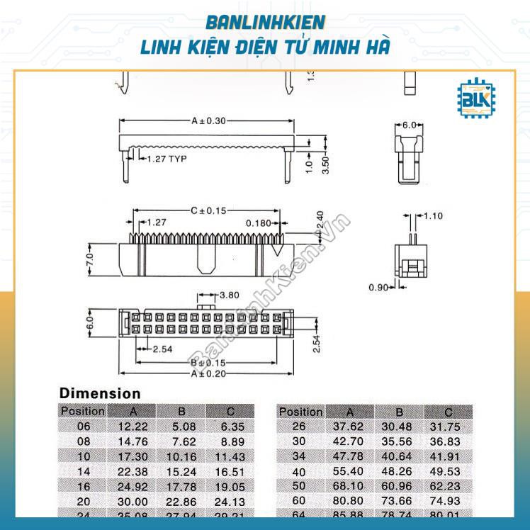 Đầu IDE16 Cái 2.54MM Màu Đen