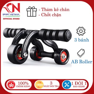 Con lăn tập bụng 3 bánh đa năng AB roller + Tặng thảm + Tặng chốt chặn