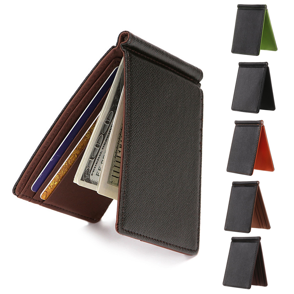 BJIA Slim Short Skin Purses Business Bifold Money Clip Men Wallet Credit Card Sollid Thin Wallet Fashion PU Leather ID Card Holder/Multicolor