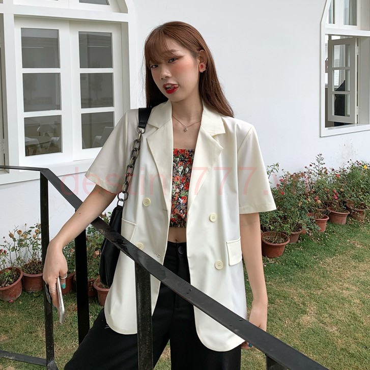 Áo Khoác Blazer Tay Ngắn Phong Cách Hàn Quốc Thanh Lịch Cho Nữ | BigBuy360 - bigbuy360.vn