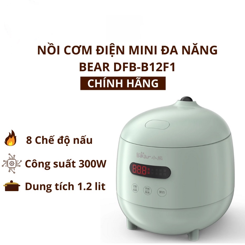 Nồi cơm điện mini đa năng Bear DFB-B12F1 dung tích 0.3 lít, bảo hành 18 tháng