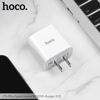 Cốc sạc nhanh Hoco C76 Plus Chân dẹp, Cổng TypeC PD 20W (Trắng)