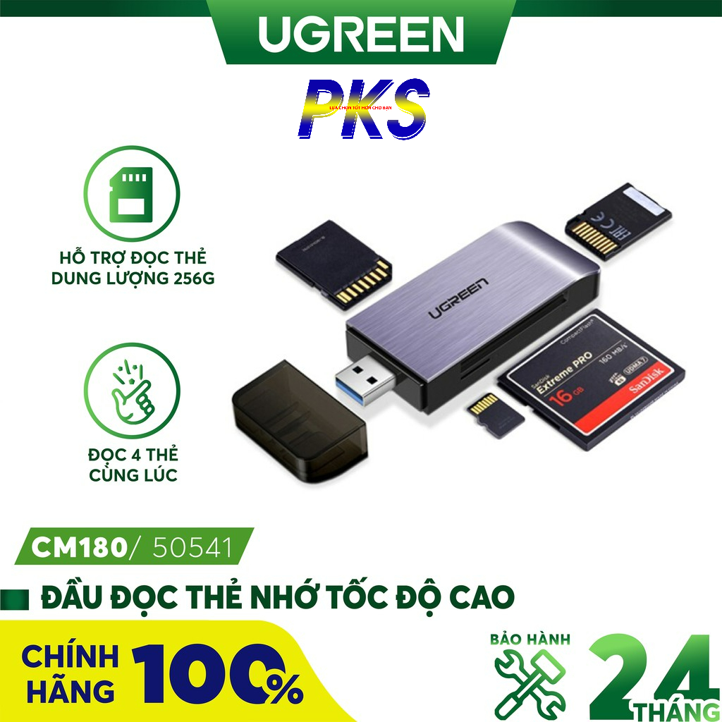 Đầu đọc thẻ SD/TF/CF/MS chuẩn USB 3.0 Ugreen 50541