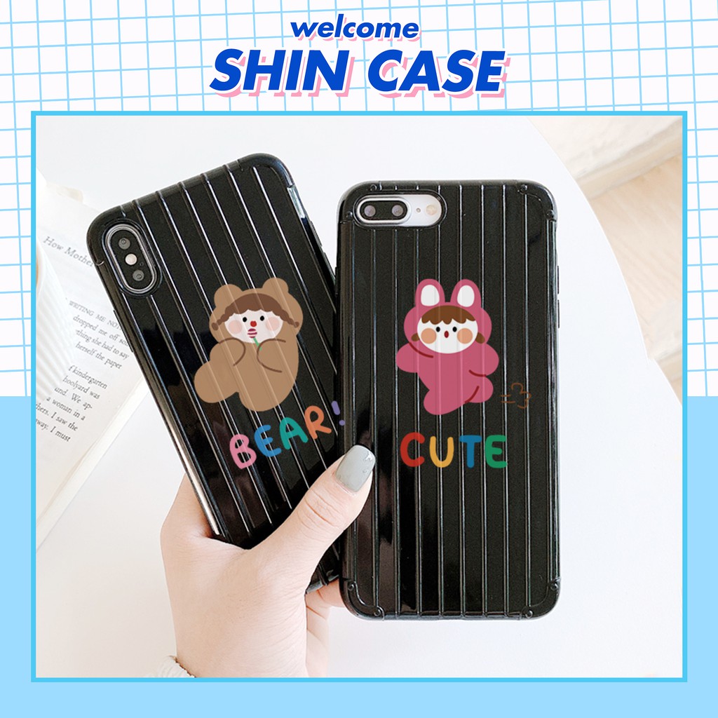 Ốp lưng iphone Cosplay bear sọc 3D chống va đập 5/5s/6/6plus/6s/6splus/7/7plus/8/8plus/x/xr/xs/11/12/pro/max/plus/promax