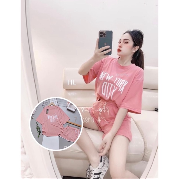 Set bộ mặc nhà in chữ phom rộng