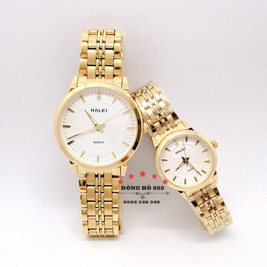 Đồng hồ Nữ Halei máy Nhật chính hãng mặt 28mm dây kim loại mạ vàng không ghỉ, chống xước, chống nước tuyệt đối HL552