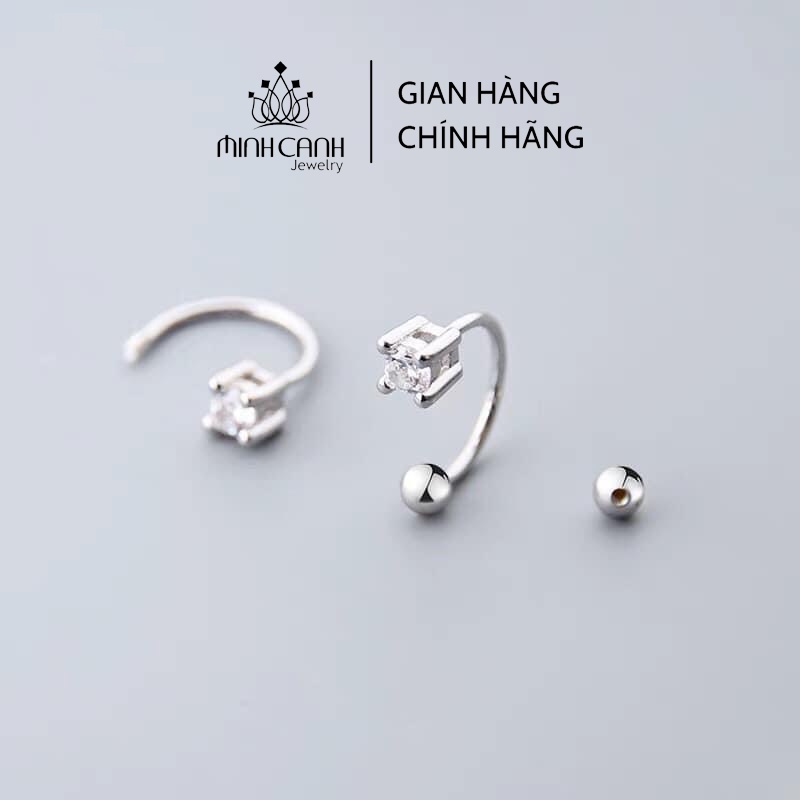 Bông Tai Bạc Đá Cong Bi Minh Canh Jewelry