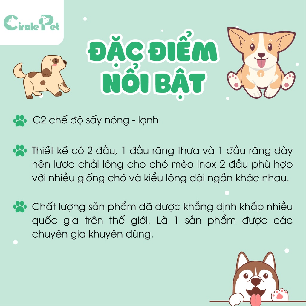 Lược Thẳng Chải Lông Cho Chó Mèo Dành Cho Groomer - Circle Pet