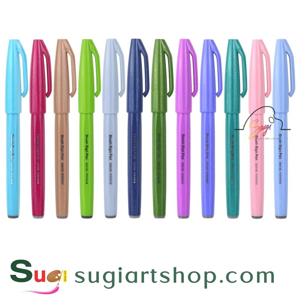 [SUGI ART SHOP] Bút viết thư pháp Pentel Fude Touch Brush Sign Pen tông màu Pastel