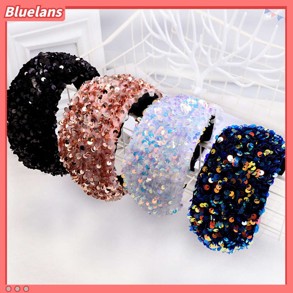 Băng Đô Nhung Bản Rộng Đính Kim Sa Lấp Lánh Thời Trang Cho Nữ