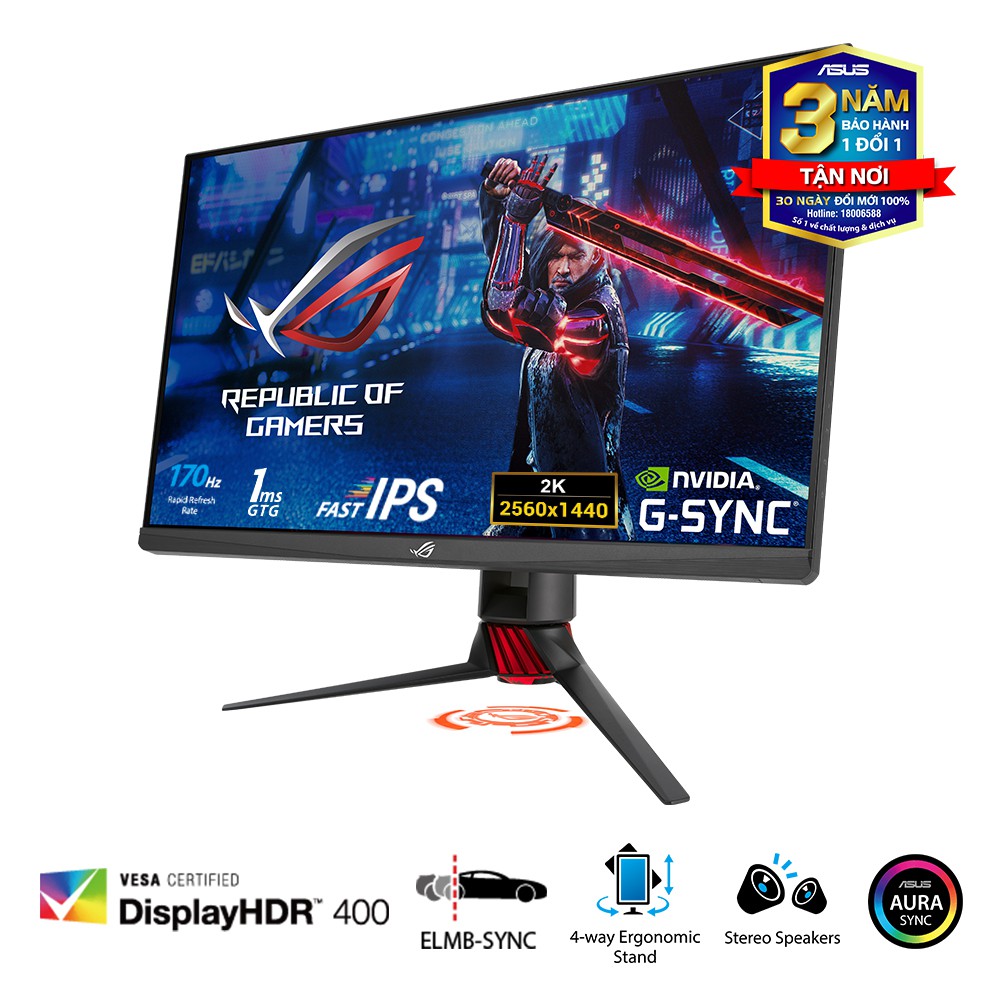 Màn hình Asus ROG Strix XG279Q 27 inch 2k, IPS 170Hz ( OC ) , G-SYNC Compatible, DisplayHDR™ 400 - Hàng Chính Hãng