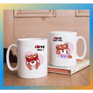 LY SỨ HỌA TIẾT CẶP ĐÔI CÁO TÌNH YÊU - IN HÌNH THEO YÊU CẦU - HÌNH CÁ NHÂN, LỚP HỌC, CÔNG TY