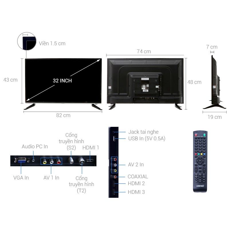 ✅ Tivi Asanzo 32 inch 32AT120 ✅ Tích hợp DVB-T2