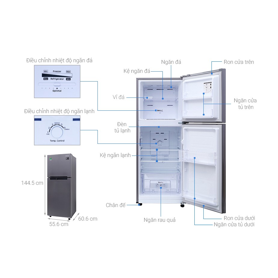 Tủ lạnh Samsung Inverter 208 lít RT19M300BGS/SV -Bộ lọc than hoạt tính Deodorizer, Làm lạnh đa chiều, Bảo hành 24 tháng