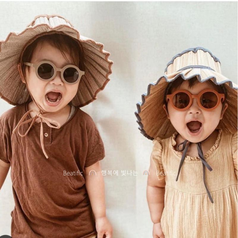 Kính Mát Gọng Tròn Màu Trơn Thiết Kế Đáng Yêu Cho Bé