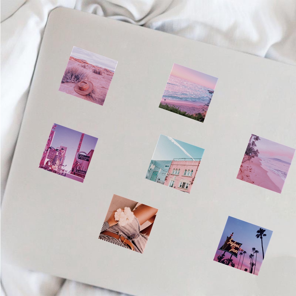 Set 50 nhãn dán phong cảnh ánh nắng California graffiti chống nước trang trí xe hơi/ xe máy/ tập vở/ vali diy