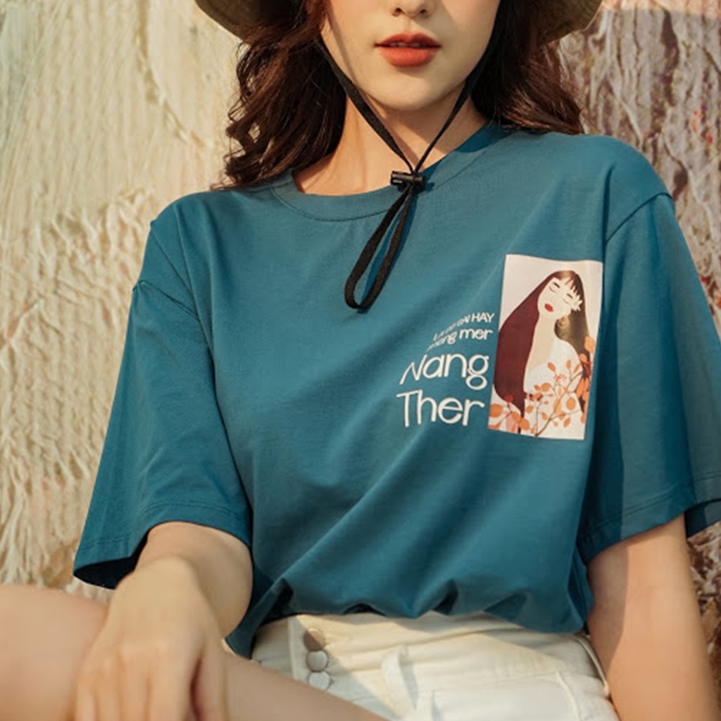 Áo thun cotton ngắn tay cổ tròn Nàng Ther design by Méo | BigBuy360 - bigbuy360.vn