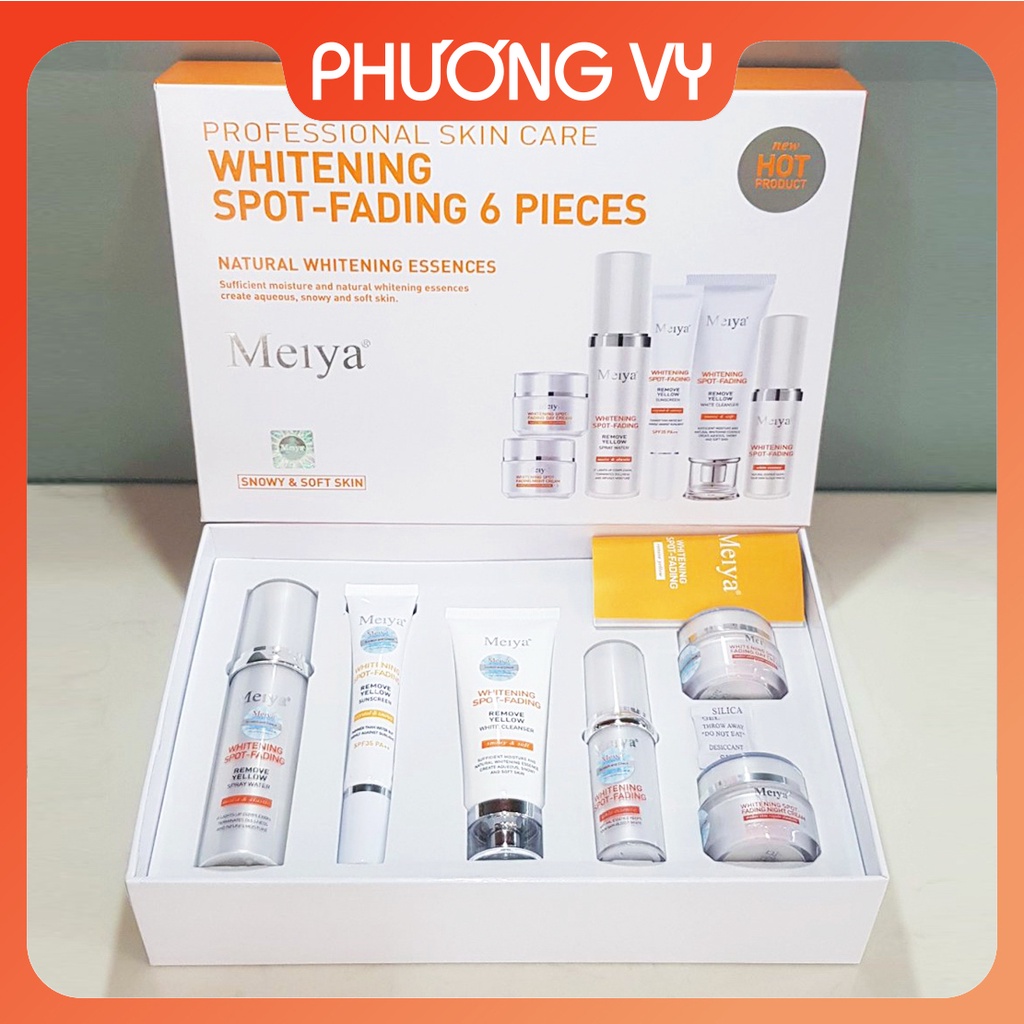 Bộ mỹ phẩm Meiya cam 6in1, chuyên làm mờ nám, tàn nhang và dưỡng trắng da, kem nám Nhật Bản, mỹ phẩm Meiya,