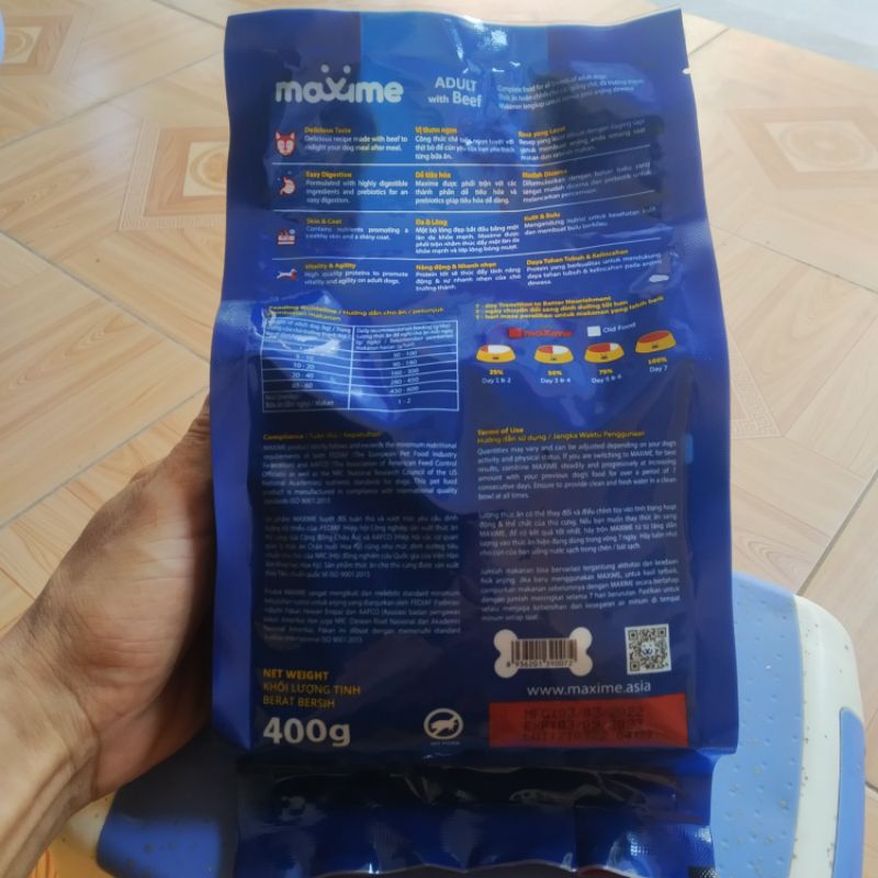 Thức ăn cho chó cảnh Maxime vị thịt bò tươi gói 400g - American Fish Food