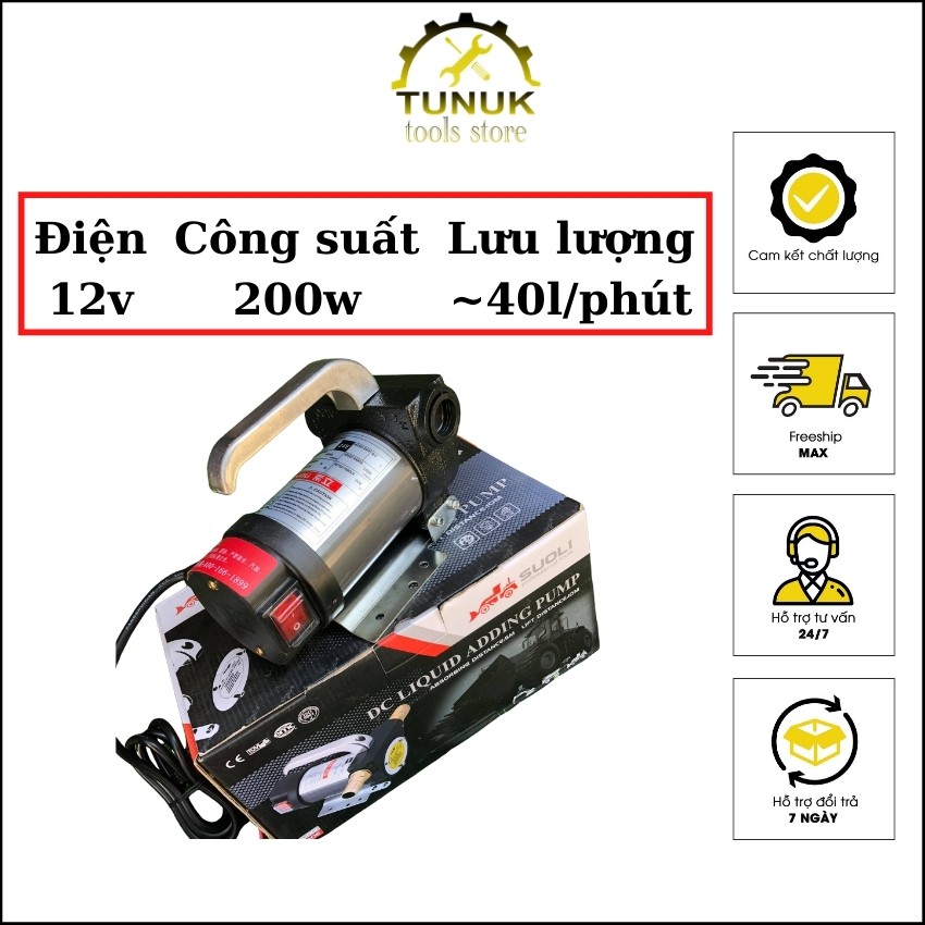 Máy bơm dầu TUNUK, bơm nhớt, diezel , thủy lực , mini 12v 24v 220v, motor lõi đồng lưu lượng 40L/phút