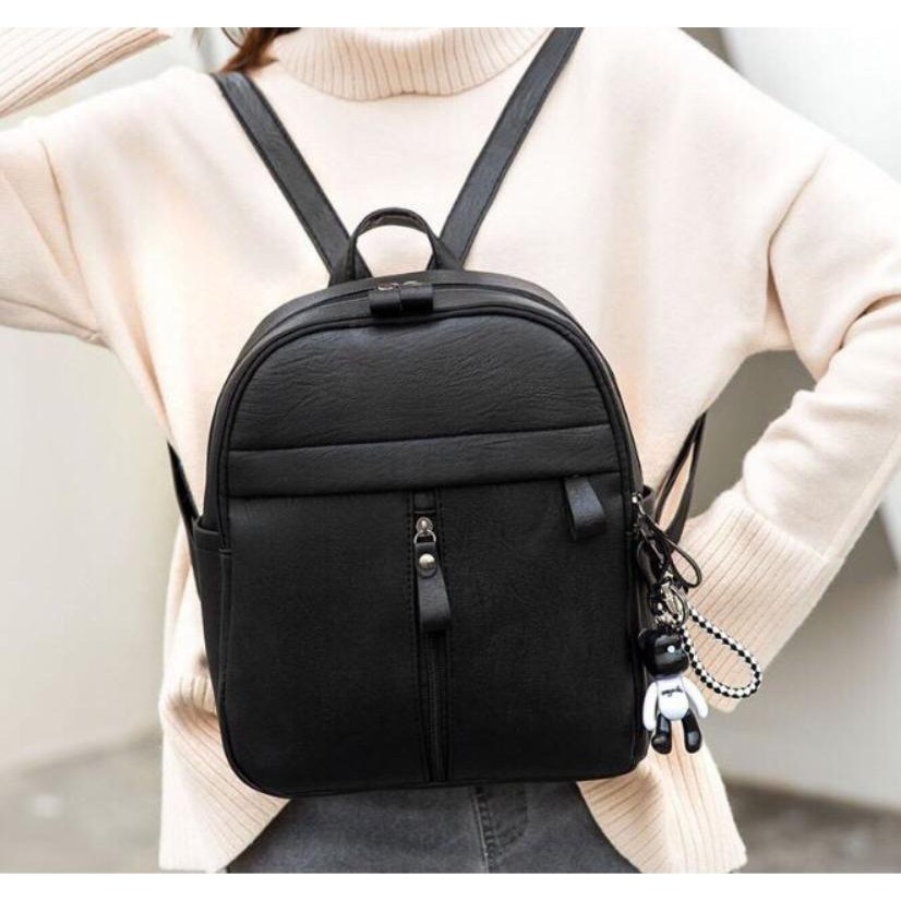 Ba Lô Da Nữ Hàn Quốc Kiểu Dáng Siêu Cute Development BL035 TẶNG Móc Gấu