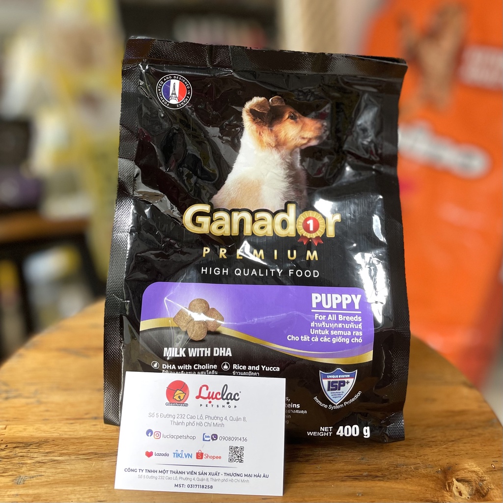 Hạt Ganador Premium Puppy cho Chó con vị sữa &amp; DHA - Túi 400gr