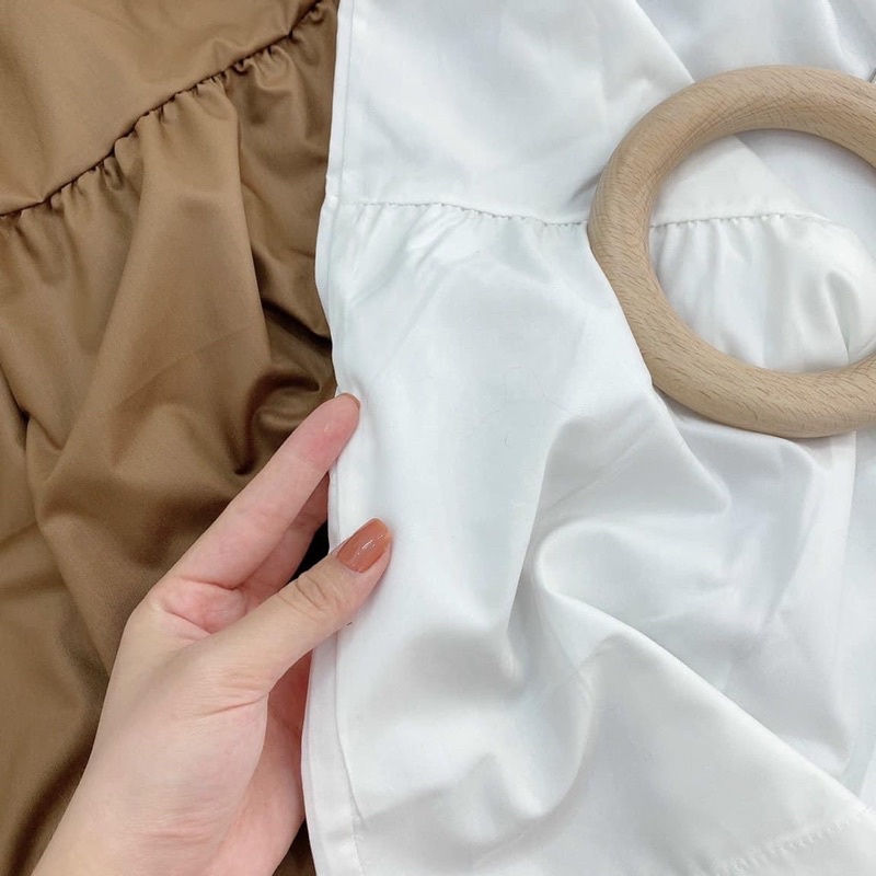 Đầm babydoll nữ -Váy trắng nữ xoè cổ vuông đính nơ chất thô mềm về đủ 2 màu
