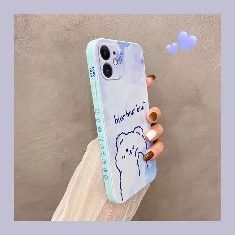 Case Samsung A03S A52S A52 4G/5G A22 4G A22 5G A32 4G A30 A20 M10S A32 5G A21S A31 A71 4G A02S M02S A12 M12 F12 A02 M02 M32 A51 A50 A30S A50S M22 M32 Straight edge 90° cartoon bear cartoon rabbit phone case