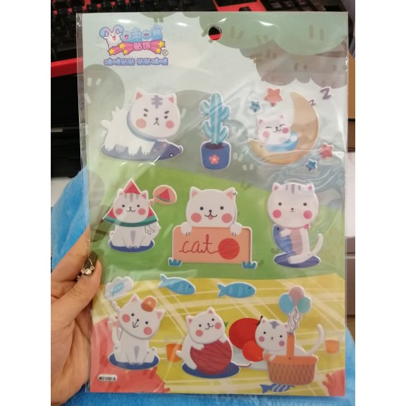 Sticker nổi bản to, hình con vật dễ thương cho bé