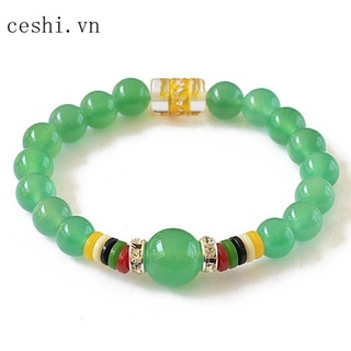 Six-word manuscript gem bracelet Natural green onyx bracelet