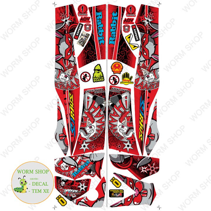 Tem Rời Sirius 110 & 50cc RABBIT - Tem dán xe Sirius 3 lớp cao cấp