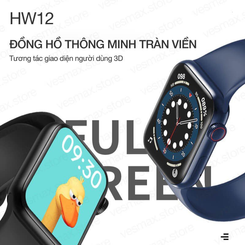 Đồng Hồ Thông Minh HW12 S6 Tiếng Việt Thay ảnh Thay dây Nghe gọi Tràn viền Núm xoay Bluetooth 5.2 40mm