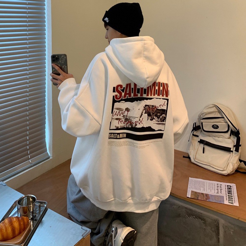 Áo hoodie AOKANG lót nhung dày dáng rộng phong cách hip hop năng động thời trang dành cho nam