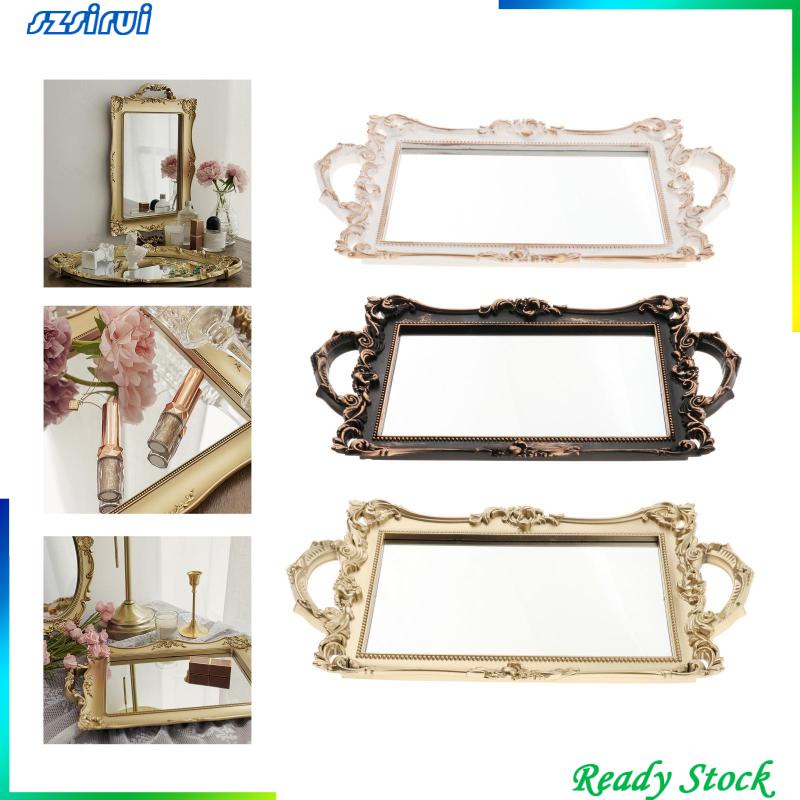 [szsirui] Khay Đựng Nước Hoa Tráng Gương Trang Sức Màu Trắng Cổ Điển