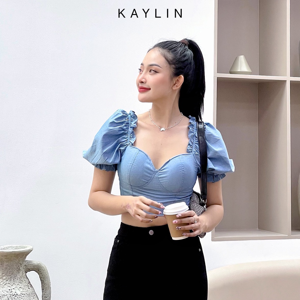 Áo Croptop cúp ngực tay phồng N1586 - KAYLIN