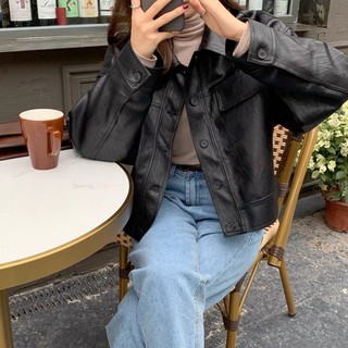 [ORDER] Áo khoác da croptop oversize