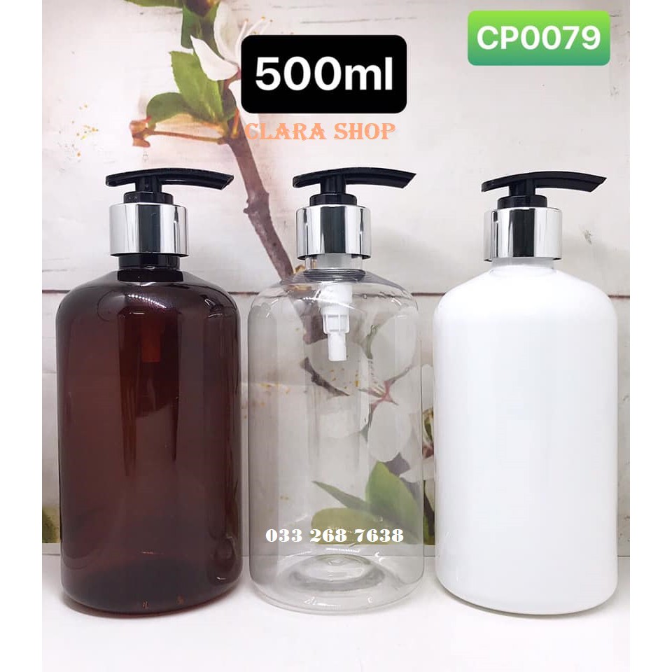 Chai tròn vòi ấn 500ml - Chai đựng mỹ phẩm