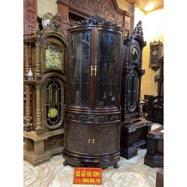 Tủ Bày Đồ Góc Tròn 60 gỗ Gụ hàng kĩ