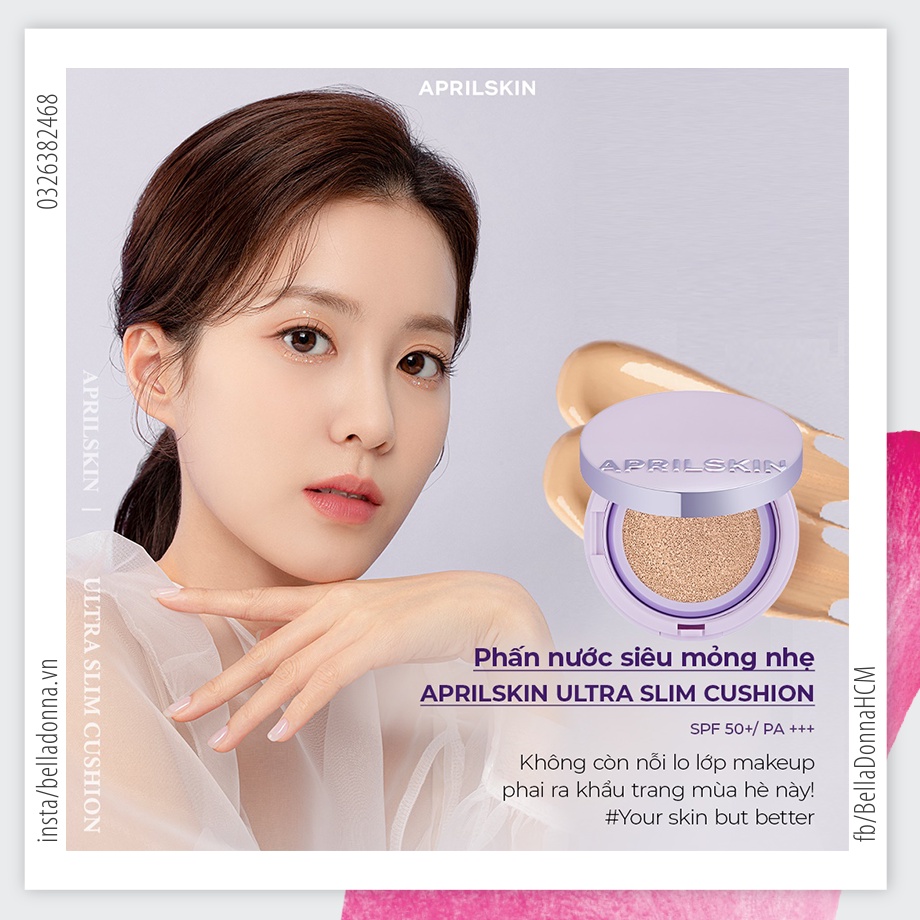 Phấn Nước Mỏng Nhẹ, Che Phủ Tốt AprilSkin Cushion SPF50+/PA+++ 15g
