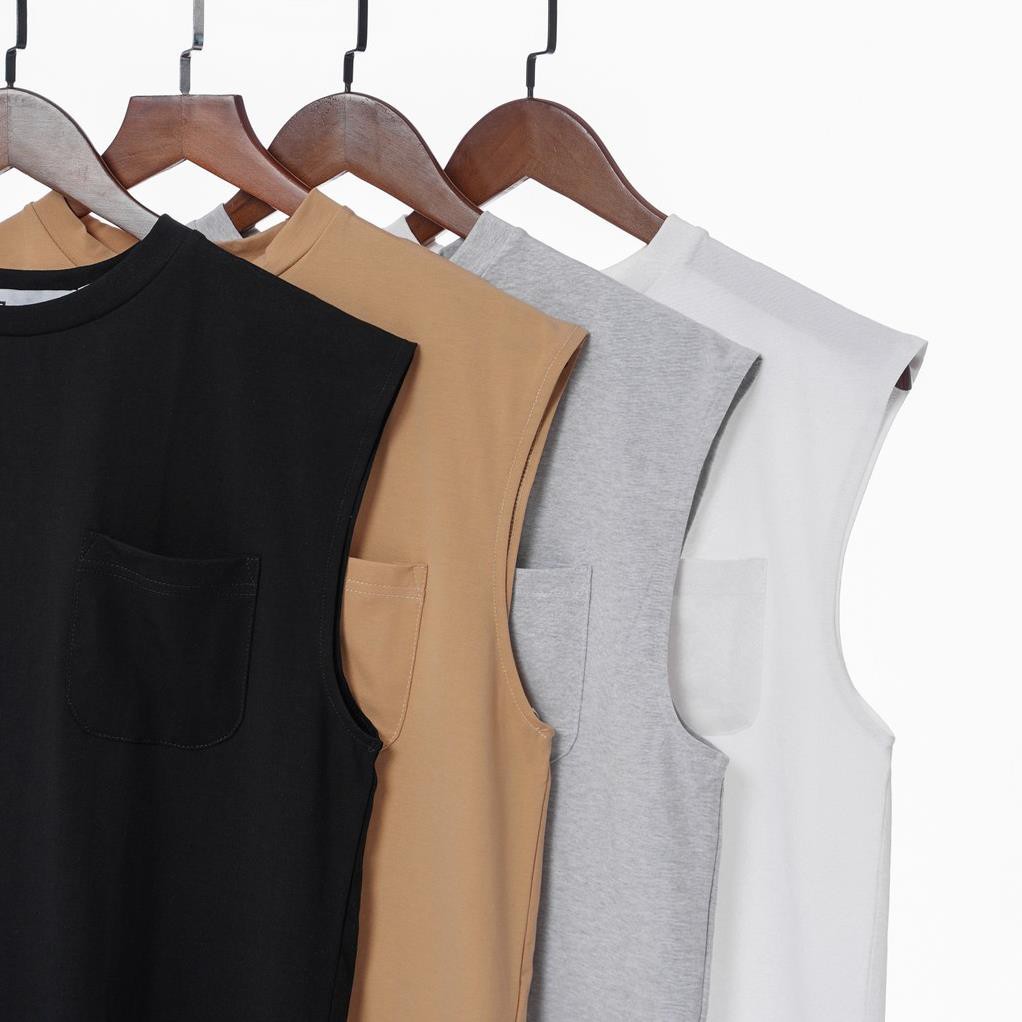 Áo thun TANKTOP TRƠN CÓ TÚI Unisex N7 Basic Tee mùa hè phông trơn nam nữ oversize form rộng phong cách Hàn Quốc  ྇